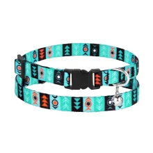 Нашийник BronzeDog Urban, для котів, нейлоновий, дзвіночок, принт інки, 18-28×1 см