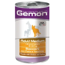 Вологий корм GEMON DOG WET Medium Adult шматочки з куркою та індичкою 1,25 кг