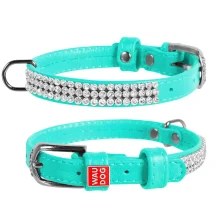 Нашийник WAUDOG GLAMOUR, зі стразами, ширина 9 мм, довжина 18-21 см, ментоловий