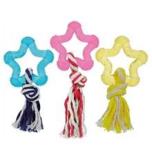 Іграшка Flamingo Good4Fun Star With Rope зірка для собак з мотузкою, латекс, 8 см