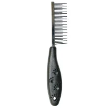 Гребінець дворядний TatraPet Dog Salon з пластиковою ручкою, 3×18 см
