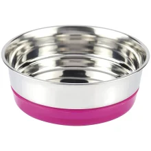 Миска Croci Neon на гумці, для котів і собак, нержавіюча, рожева, 200 мл, 12 см
