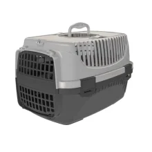 Переноска  Irak Plast PT-100 для котів та собак чорно-сіра, 48×32,5×31 см