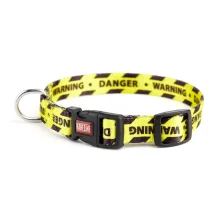 Нашийник Kareline для собак, нейлон, пластикова пряжка, візерунок Warning, 2×28-40 см
