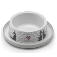 Миска Moderna Trendy Dinner №1 Cats in Love для котів і собак, пластик, світло-сіра, 350 мл, d-16 см
