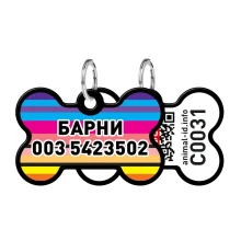 Адресник персональний WAUDOG Smart ID з QR-паспортом, малюнок "Лінії 1", 38 × 25 мм, чорний