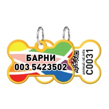 Адресник персональний WAUDOG Smart ID з QR-паспортом, малюнок "Вітраж", 38 × 25 мм, золото