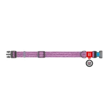 Нашийник WAUDOG Re-cotton для собак, з QR паспортом, бавовна/пластик, M, 20 мм/24-40 см, фіолетовий