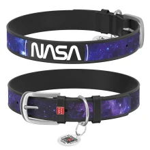 Нашийник WAUDOG Design з QR паспортом для собак, малюнок NASA21, розмір S, 15мм/27-36см, чорний