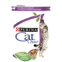 Вологий корм Purina Cat Chow Hairball Control для виведення шерсті у котів, з куркою та зеленою квасолею, 85 г