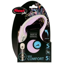 Повідець-рулетка Flexi New Comfort S для собак до 12 кг, 5 м, трос, рожевий