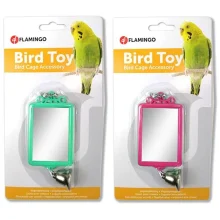 Іграшка Flamingo Mirror Straight Bell для папуг, прямокутне дзеркало з дзвіночком, 6х8 см