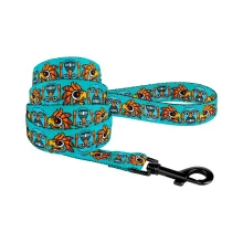 Повідець BronzeDog Tribal для собак, нейлон, принт маска, ментоловий, 152×1.6 см
