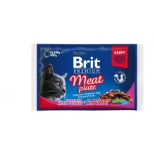 Вологий корм Brit Premium Cat набір паучей, для кішок, м'ясна тарілка в соусі, 4 шт, 100 г