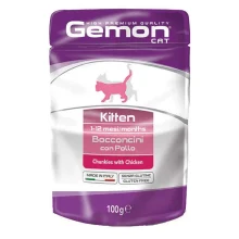 Вологий корм GEMON CAT WET Kitten шматочки з куркою 0,1 кг