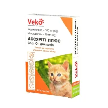 Краплі Veko Ассуріті Плюс проти паразитів для кішок до 4 кг, 0.4 мл, ціна за 1 піпетку