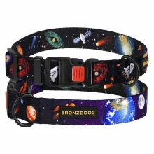 Нашийник BronzeDog Urban Cosmos, для собак, нейлоновий, фастекс пластиковий, чорний, 35-53×2.5 см