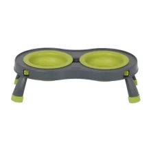 Миска Dexas Double Feeder на складаний підставці, для собак і котів, зелена, 240 мл