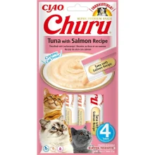 Ласощі INABA "Churu" для котів, вершковий мус з тунцем і лососем, 4 шт, 56 г