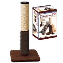 Кігтеточка CattyMan Scratcher Massage Poll стовпчик з масажною щіткою, для котів, коричнево-бежевий