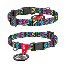 Нашийник WAUDOG Nylon з QR паспортом, малюнок "Інді" ширина 10 мм, довжина 20-30 см