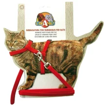 Набір нашийник з повідцем Croci Nylon Gatto для котів, нейлон, червоний, 19-31×0.8 см/120×0.8 см