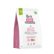 Сухий корм Brit Care Sustainable Adult Small Breed для собак, малих порід, курка і комахи, 3 кг