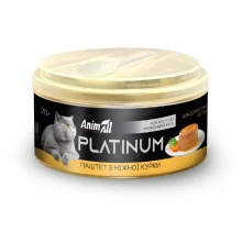 Вологий корм AnimAll Platinum для дорослих котів, ніжний паштет з курки, 70 г