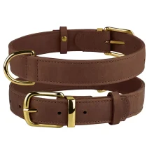 Нашийник BronzeDog Crazy, для собак, шкіряний, коньяк, 46-60×3 см
