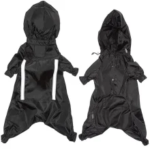 Комбінезон Flamingo Raincoat Safety з капюшоном і світловідбиваючими вставками, для собак, чорний, 50 см