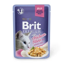 Вологий корм Brit Premium Cat, для кішок, філе курки в желе, 85 г