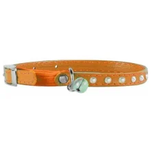 Нашийник Waudog Glamour з гумкою, клейові стрази, для котів, 9 мм х 22-30 см, помаранчевий