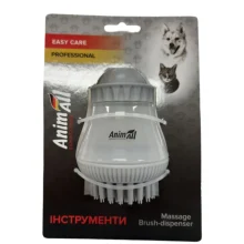 Масажна щітка AnimAll Groom для собак та котів, з дозатором, сіра