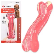 Іграшка жувальна Flamingo Rubber Saveo Curved Bone Beef, смак яловичини, для собак, 10.5 × 3.5 см