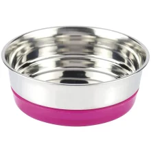 Миска Croci Neon на гумці, для котів і собак, нержавіюча, рожевий, 820 мл, 17 см