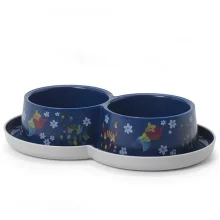 Подвійна миска Moderna Double Trendy Dinner Friends Forever для котів і собак, чорнична, 2×350 мл, d-10 см