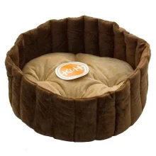Лежак K&H Lazy Cup м'який, для собак і котів, бежево-коричневий, 51×51×18 см
