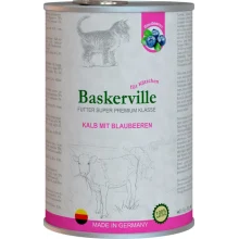 Вологий корм Baskerville Super Premium Kalb Mit Brlaubeeren для котів, телятина з чорницею, 400 г