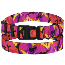 Нашийник BronzeDog Urban Camo, для собак, нейлоновий, фастекс пластиковий, рожевий, 35-53×2.5 см