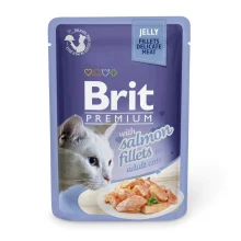 Вологий корм Brit Premium Cat, для кішок, філе лосося в желе, 85 г
