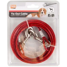 Повідець Flamingo Tie Out Cable для собак до 15 кг, металевий трос з карабінами, 5 м