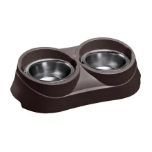 Ferplast Duo Feed 01 сталева миска з пластикової підставкою із захистом проти ковзання, 1 л