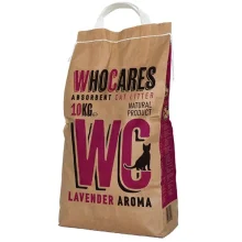 Наповнювач WC WhoCares Lavander всмоктуючий, в котячий туалет з запахом лаванди, 10 кг