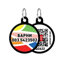 Адресник персональний WAUDOG Smart ID з QR-паспортом, з малюнком "Вітраж", діаметр 30 мм, чорний