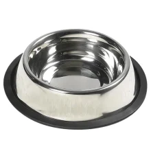 Миска Flamingo Dish Steel Rim для собак, з гумовим обідком, нержавіюча, 16 см