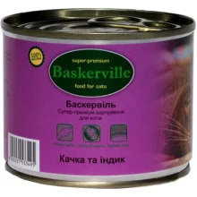 Вологий корм Baskerville для котів, качка і індик, 200 г