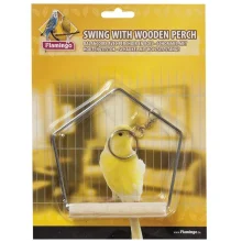 Іграшка Flamingo SwingWooden Perch для папуг, гойдалки з дерев'яною жердинку, 9х12 см
