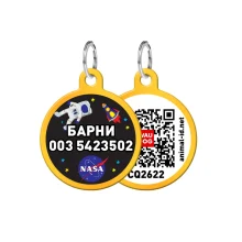 Адресник персональний WAUDOG Smart ID з QR-паспортом, з малюнком "NASA", діаметр 25 мм, золото