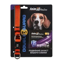 Комплект AnimAll VetLine Double Guard нашийник з протипаразитарною стрічкою для собак, 20 мм, 320 - 400 мм, помаранчевий