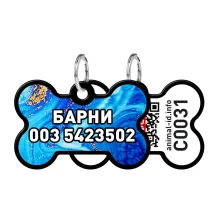 Адресник персональний WAUDOG Smart ID з QR-паспортом, малюнок "Самоцвіт", 38 × 25 мм, чорний